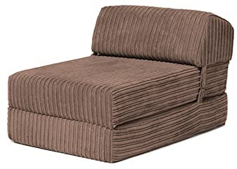 Loft 25 Jumbo Cord ausklappbare Einzel Futon Z-Bett Matratze Sofa | Sleepover Guest Wohnzimmer | Soft und bequemen Stuhl | leicht und langlebig | Qualität Cord Stoff Möbel (Mokka)