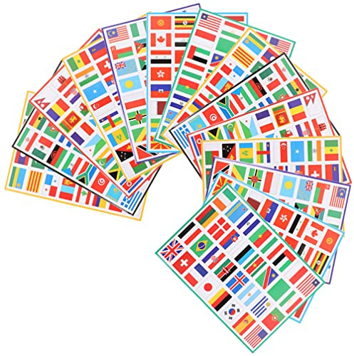 NUOBESTY 16 Sheets European Country Flag Stickers Decorative World Flag Decals Self-Adhesive Cheer up Stickers
