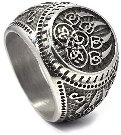 Wolf Paw Ring für Männer, Celtic Bear Paw Ring, Amulet Ring, Runenring, Viking Warrior Rings, Vantage Ring Schmuck Geschenk für Männer Jungen (18.9)