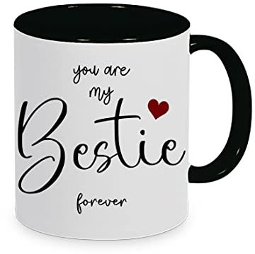 Tasse mit Motiv - Geschenk - You Are My Bestie - spülmaschinengeeignet (schwarz)