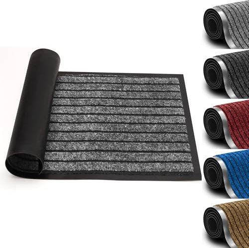 Imperial Rooms Grey Door Mat Non Slip – Rubber mat 50x80cm Machine Washable Door Matts indoor Dirt Trapper Super Absorbent Door Mats Outdoor