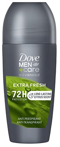 Dove Men+Care Deo Roll On Advanced Care Extra Fresh, Deodorant für Herren, Antitranspirant, ohne Alkohol, mit 1/4 Feuchtigkeitscreme, Schutz bis zu 72 Stunden, 50 ml