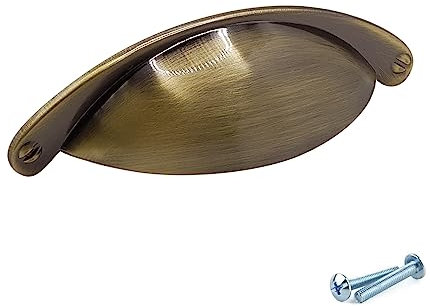 M4TEC Cup Kitchen Cabinet Door Handles Bedroom Furniture Antique Brass Pull Handles for Kitchen Cupboards, Cabinets, Drawers and Wardrobes Handles - VD9 Series, 64mm