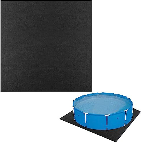 Pool groundsheet, pool underlay, non-slip pool mat, pool mat for above-ground pools up to 400 cm, for above-ground pools up to 400 cm, UV-stable and tear-resistant, black, round