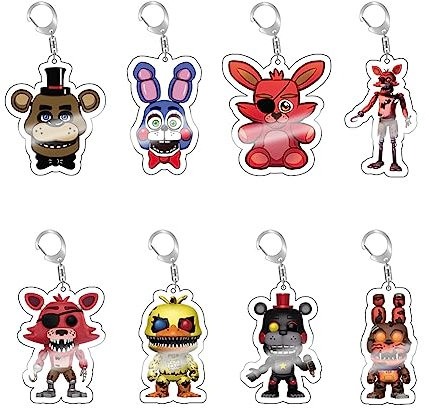 Xinchangda Lot de 8 porte-clés en forme de figurine de FNAF - Jeu de Five Nights - Jouet - Personnalité - Sac à suspendre - Accessoires - Porte-clés