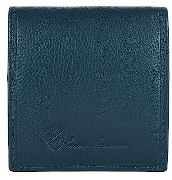 Conte Massimo Porte-Monnaie Cuir Véritable, Forme Boîte à Pression, Bleu