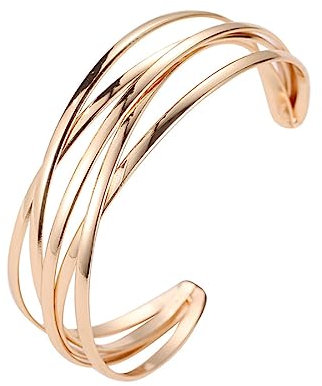 Cubahop Layered Open Metal Cross Armreif Armbänder Glatte Hand Schmuck für Frauen und Mädchen (Gold)