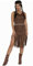 MIMIKRY Indianerin Damen Kostüm in Wildleder-Optik Braun Kleid mit Fransen Gürtel Haarband Squaw Western Wilder Westen, Größe:M