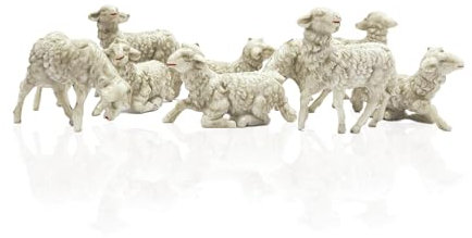 Set 24 Pezzi Pecorelle Bianche in Miniatura 5 cm in Resina - Animali Pecore Assortite - Presepio Decorazioni - Animali Presepe - Natalizie Paesaggio - Scenario di Natale