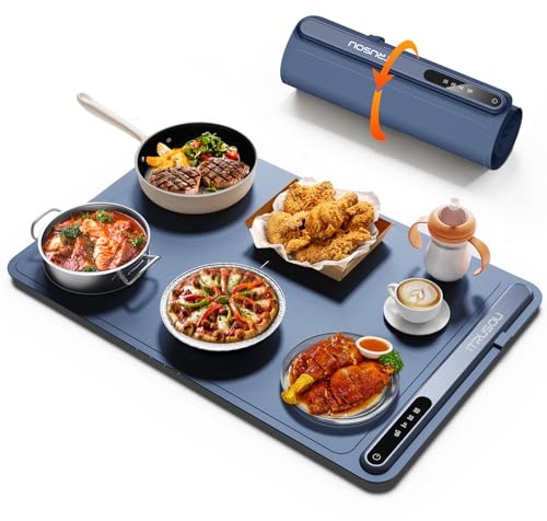 Warming Mat for Food (24x16) - iTRUSOU 3-Year Classic Electric Warming Tray with 3-Level Temp Control, Rapid Heating 250W Energy-Saving - Rollable Large Food Warming Mat for Parties & Buffet
