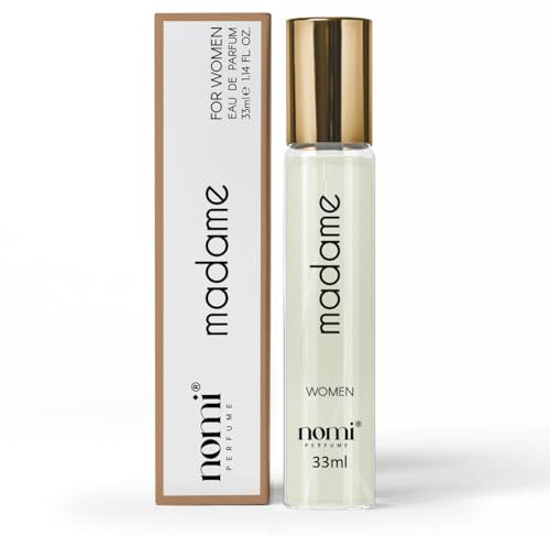 Nomi Perfume für Frauen, 33 ml, (MADAME) Eau de Parfum mit 20% Duftölen, Flakon für Handtasche & unterwegs, Bergamotte, Jasmin