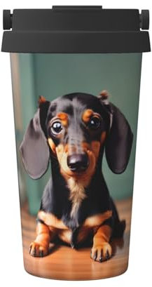 Ogniwo Bonito vaso de perro salchicha con tapa y popote, 20 onzas, vaso de acero inoxidable de doble pared, regalo para mujer