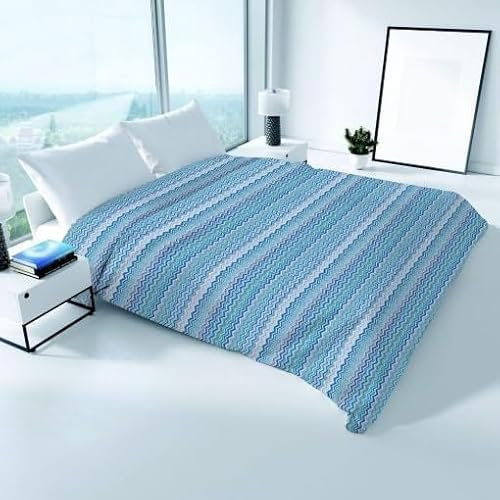 SpazioTessile Copriletto Copritutto Arredatutto Piquèt Estivo Bahia Lilla o Azzurro 100% Cotone (Azzurro, Matrimoniale 260x270)