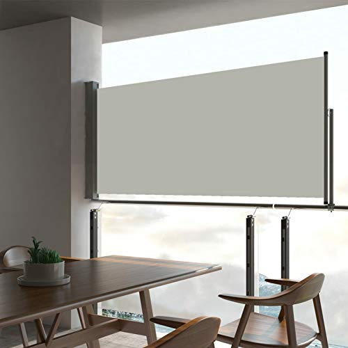 Rantry Casa Seitenmarkise für Terrasse, einziehbar, 60 x 300 cm, Creme, Außenvorhang für Privatsphäre, seitlicher Schiebevorhang für Garten, Balkon, Terrasse, Haus Möbel