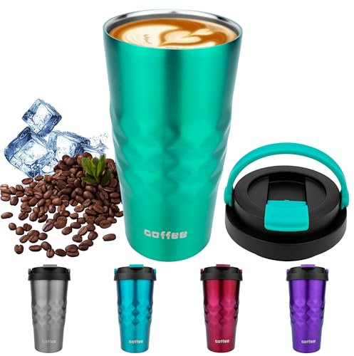 Disoza 500 ml Thermobecher Kaffee to go Kaffeebecher Thermobecher Grün Travel Coffee Mug Kaffeebecher to go Thermo Becher mit Deckel Termokaffeebecher Thermotasse Trinkbecher mit Deckel