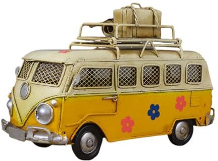 TIANXIE Retro Auto Sparschwein Modell Sparkasse Im Britischen Stil Kreativer Handarbeit Eisenblechen Neuartiger Praktischer Bilderrahmen Geschenk Für Jungen Mädchen Als Heimtextilien,Gelb