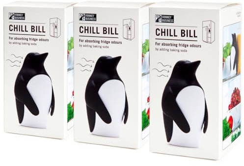 Monkey Business Chill Bill Refrigerator Deodorizer, Pack of 3, Baking Soda Holder for Refrigerator, Cute Fridge Deodorizer, Fun Kitchen Gadgets, Baking-Soda Fridge Smell Remover
