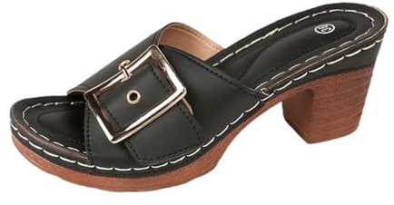 LinRim Zoccoli da donna in legno con tacco, sandali estivi, colori colorati, sandali da donna con tacco altissimo e plateau