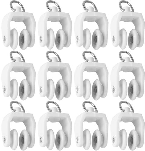 50pcs Twin Wheeled Curtain Rollers - Silent Curtain Rail Pulley For Ceiling Track(white)