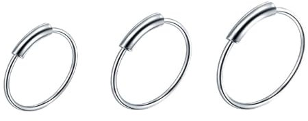 Tolldek Edelstahl Ring Piercing Nase 3er, 0.7mm Hoop Nasenstecker Silber, Piercing Ringe Set, Lippen Piercing Ringe Ohrringe Schmuckset für Männer Frauen