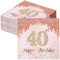 Servietten 40 Geburtstag - 60 Stück Deko 40. Geburtstag Frauen Party Servietten Tischdeko, Rosa Servietten Geburtstag für 40. Geburtstag Frau, Happy Birthday Servietten, Papierservietten für Frau