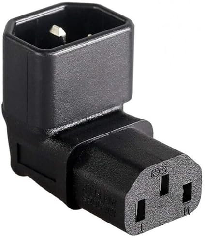 TECHZOCO Adaptador IEC C14 a C13 acodado, Adaptador C14 a C13, Conector IEC 320 C13 a C14 90 Grados, 10A 250V, Apto para Ordenador, Monitor, Impresora, SAI, UPS, Servidores, Negro, 90º