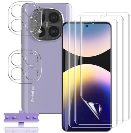 Rnnmeeko [3 Pack Protector de Pantalla para Xiaomi Redmi Note 14 Pro Plus 5G [No Cristal Templado] Hidrogel Flexible [Anti-arañazos], HD TPU Película Protectora para Redmi Note 14 Pro Plus 5G