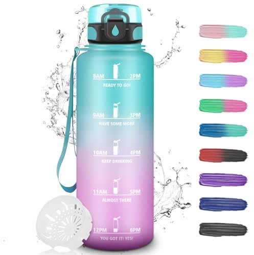 Botella Agua, Botella agua 1 5 litros con Filtro, Botella Agua Gimnasio, Marca de Tiempo, Botella Agua Motivacional, a Prueba de Fugas, Botella Plastico, Botella de Agua para Gimnasio, Bicicleta