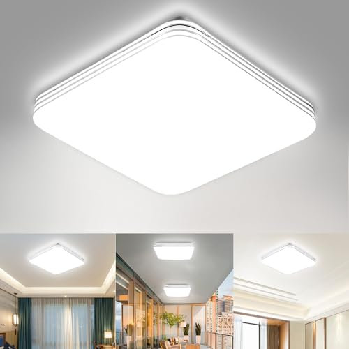 wowspeed LED Deckenleuchte, 48W - 3800LM - 6500K, Modern, Weiß, 38cm x 38cm x 5.5cm, für Wohnzimmer, Schlafzimmer, Küche, Bad, Balkon