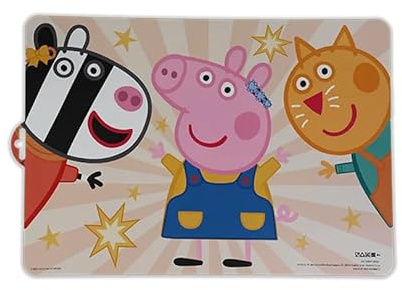 Peppa Pig Tischset für Kinder, lustige Essunterlage mit farbenfrohem Design, rutschfeste, Wiederverwendbare Tischunterlage, abwischbar, 42 cm großes Tischset für Kleinkinder