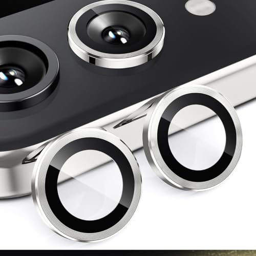 Jurqqer Protector de Cámara para Samsung Galaxy Z Flip 7 – Cristal de Zafiro 9H [Resistente a Arañazos], Instalación en 1 Paso, Ultra Delgado y Compatible con Fundas, Plata