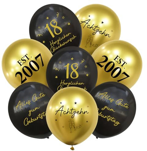 24 Stück Deko 18. Geburtstag Luftballons Schwarz Gold, Ballons 18 Alles Gute zum Geburtstag, Happy Birthday Luftballon 18 Jahre für Mädchen Junge Mann Frauen 18 Geburtstagsdeko, Geburtstagsfeiern Deko