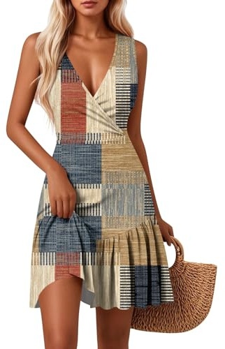Midi Sommerkleider Damen Leicht Und Luftig Knielang Sommerkleid V Ausschnitt Blumenmuster Ärmelloses Freizeitkleid Leichtes Strandkleid Für Urlaub
