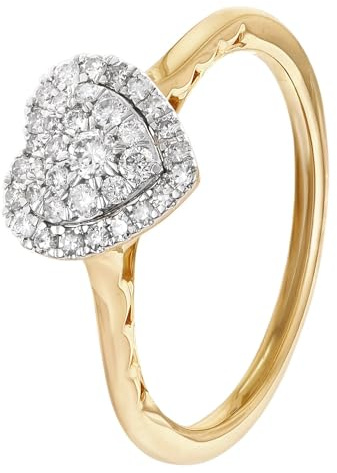 GLIZZ Damen Diamant-Ring Herz Gold 333/8K zeitloses Schmuckstück für Frauen, zauberhaftes Accessoire GL8654-58 Ringgröße 58/18,5