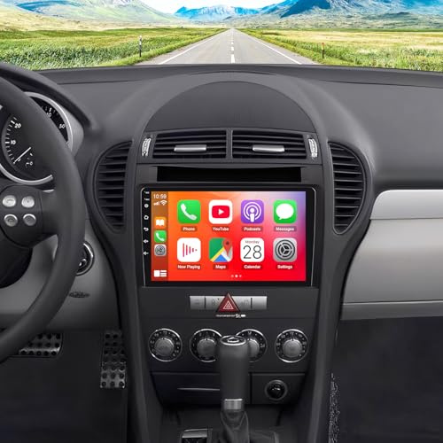 4+64G Android Autoradio für Mercedes-Benz SLK 2004–2011 mit Wireless Carplay GPS Navi, Android 14, Android Auto, WiFi, Bluetooth, 9 Zoll 2 Din Player für SLK 2004–2011, AHD Rückfahrkamera und Mikrofon