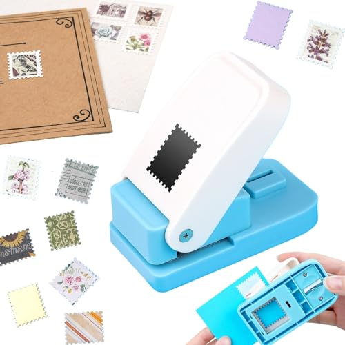 Stempelstanzer, Stempelstanzer, 2,5 x 2,0 cm rechteckiger Briefmarkenstanzer, briefmarkenförmiger Papierstanzer, Hebel-Papierstanzer zum Basteln, Bastel-Schneider-Lochstanzer für Scrapbooking