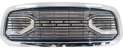 Ersetzen Sie den Shell-Kühlergrill for die Stoßstange, kompatibel mit Dodge Ram 1500 2013–2018, mit Buchstaben und Lichtern am oberen Gitter(Chrome No Lights)