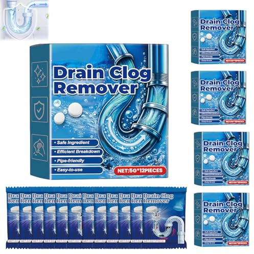 60 Pcs Drain Smell Eliminator Tablets,Drain Cleaner for Bad Smells,Drains Odour Remover for Sewer, Clears Blockages and Relieve Slow Drainage, for Kitchen and Bathroom.