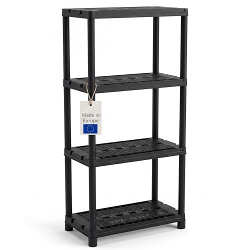 BigDean Schwerlastregal 131x58x29cm Kellerregal Lagerregal bis 120kg | Steckregal bis ca 120 kg belastbar und mit 4 Ablagen