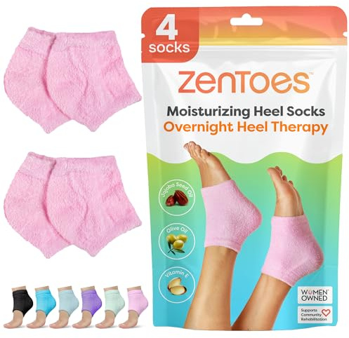 ZenToes Moisturizing Heel Socks for Dry Cracked Heels, 2 Pairs