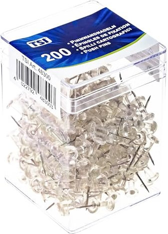 TSI Pinnwandnadeln Standard 200er Packung, Farbe: klar/transparent, Art.Nr. 48300