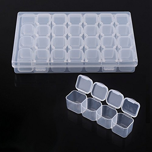 TOPINCN Organizer Box 28 Slots Durchsichtigen Kunststoff Medizin Organizer Fall Einstellbare Tablet Schmuck Aufbewahrungsbox Container Compartments