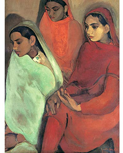 Sher-Gil Group Three Girls Malerei großer Druck Poster Wandkunst Dekor Bild
