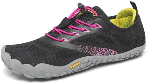 SAGUARO Barfußschuhe Damen Herren Zehenschuhe Traillaufschuhe Weich Bequem Barfussschuhe Fitnessschuhe Männer Frauen Trainingsschuhe für Joggen Laufen Wandern, Magenta Rosa, 42 EU