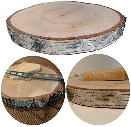 LS-LebenStil Rindenbrett Rindenscheibe Birke Ø 22-26cm Rund Geschliffen Holzscheibe Baumscheibe Holzbrett Holzplatte Kerzenteller aus natürlichem Holz Hochzeit Deko