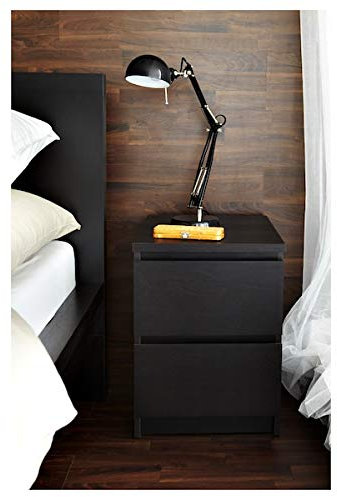 DiscountSeller MALM Kommode mit 2 Schubladen, Schwarz-braun, 40x55 cm langlebig und pflegeleicht Beistelltische Kaffee & Beistelltische Tische & Schreibtische Möbel Umweltfreundlich