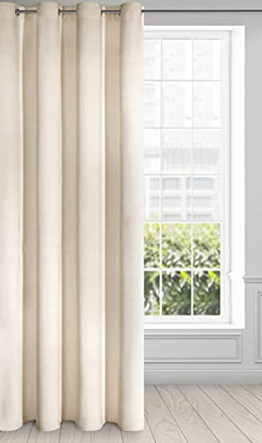Eurofirany RIA Blickdicht Samtvorhang mit Ösen -1 STK. Einfarbig Thermogardine, Verdunklungsgardine, Wohnzimmer, Schlafzimmer, Lounge, 290 g/m2, 140x250 cm, Hellbeige