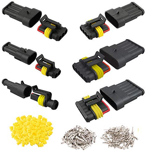 Aiqeer 12 Set Voiture Étanche Électrique Fil Connecteurs, Kit Prise Fiche Connecteur Électrique Imperméable Voiture (1 Pin, 2 Pin, 3 Pin, 4 Pin, 5 Pin, 6 Pin)