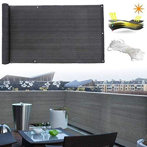 Balkon Sichtschutz Anthrazit, Sichtschutz Gartenzaun Balkonabdeckung Balkon Sichtschutz Balkonbespannung Balkonverkleidung HDPE WitterungsbestäNdig und UV-Schutz, In Div. Größen,0.9x30m