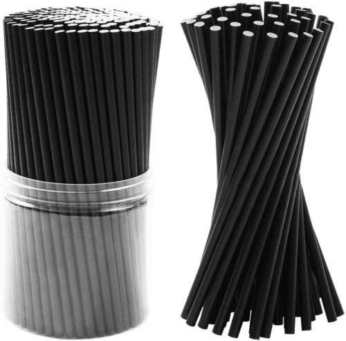 Paper Straws 100 PCS Pack 6mmX210mm Size Black Solid Biodegradable Drinking, Birthday, Party, Christmas, Xmas, Cafe, Restaurant, Wedding Straw in Bulk